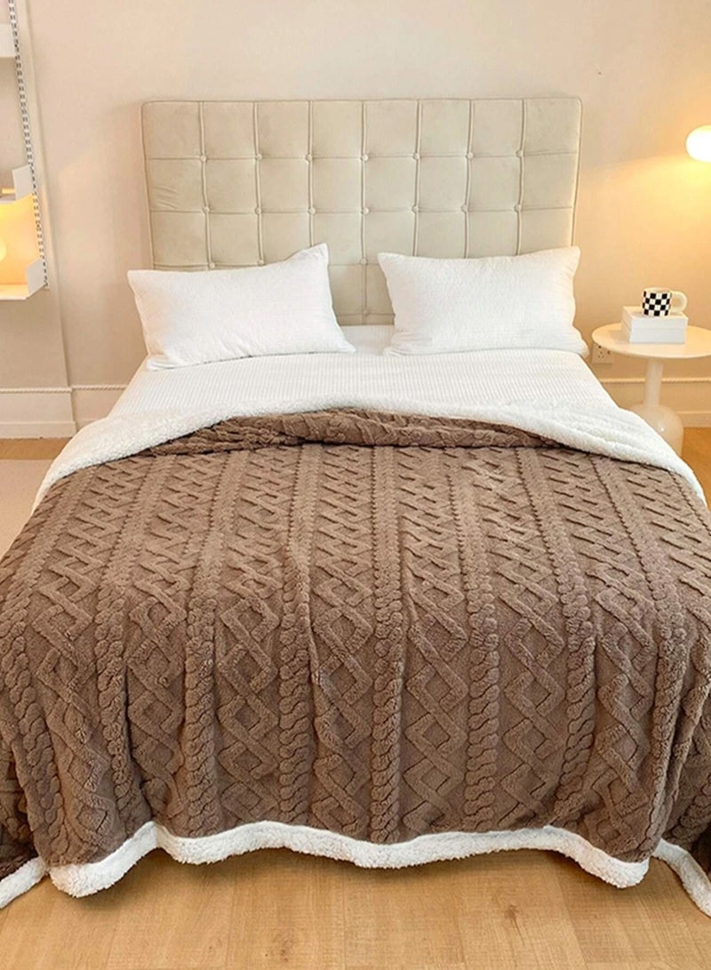 DubaiGallery Home Thick Bed Blanket Double-sided Lamb Cashmere Fleece Plaid Blanket Winter Warm Throw Sofa Cover Newborn Wrap Baby Bedspread - Image 1