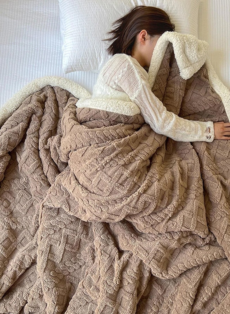 DubaiGallery Home Thick Bed Blanket Double-sided Lamb Cashmere Fleece Plaid Blanket Winter Warm Throw Sofa Cover Newborn Wrap Baby Bedspread - Image 3