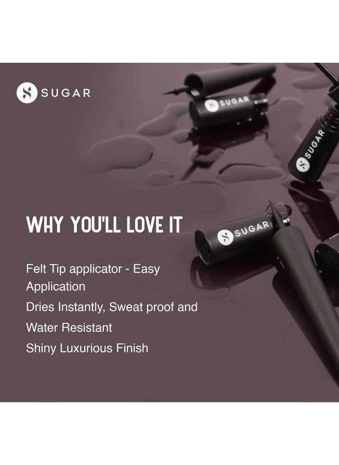 SUGAR Cosmetics - Gloss Boss 24Hr Eyeliner 01 Back In Black (Black Eyeliner) Glossy Eyeliner With Brush Smudge Proof Partywear Eye Liner Lasts Up To 24 Hours Glossy Finish - Image 1