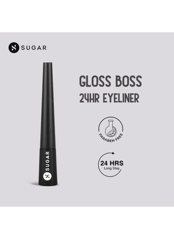 SUGAR Cosmetics - Gloss Boss 24Hr Eyeliner 01 Back In Black (Black Eyeliner) Glossy Eyeliner With Brush Smudge Proof Partywear Eye Liner Lasts Up To 24 Hours Glossy Finish - Image 1