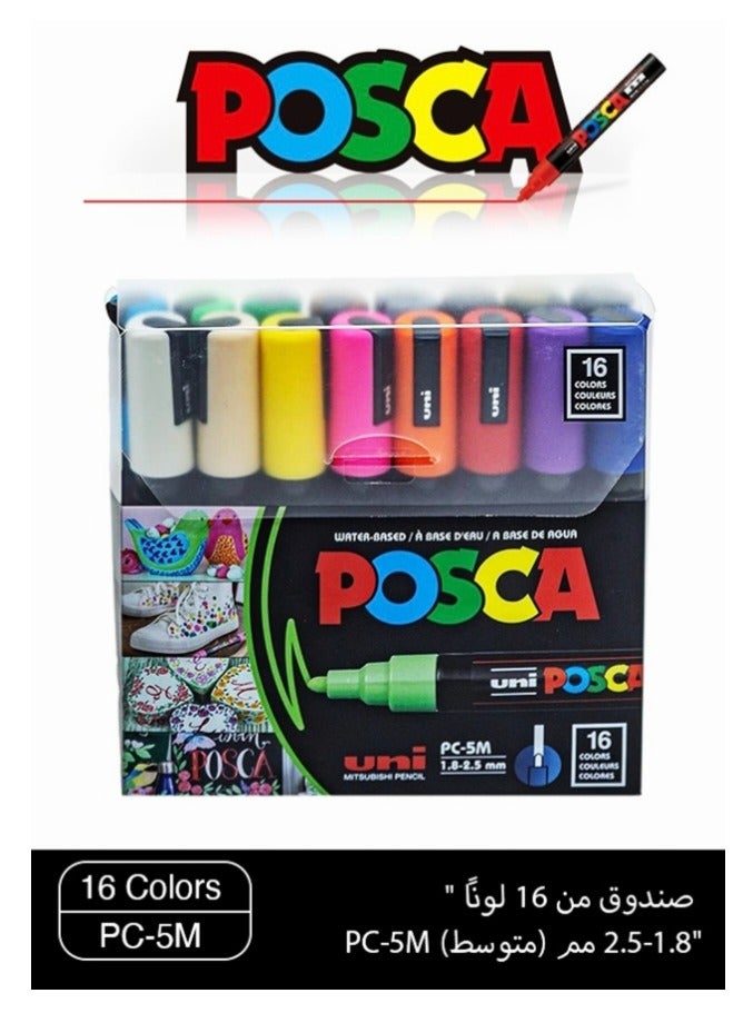 POSCA 16-Piece Paint Marker Art Pens Water Based Permanent Paint Marker 1.8-2.5mm - Image 1