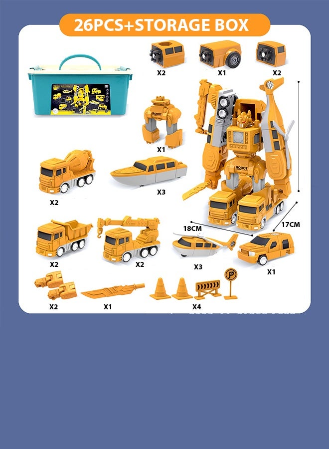 Magnetic Transform Engineering Car Assembled Toys with Storage Box, Magnetic Cars and Trucks for Kids, Magnetic Blocks for Toddlers,Outdoor Activities for Kids Ages 3-5 4-8 - Image 2