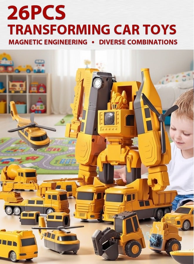 Magnetic Transform Engineering Car Assembled Toys with Storage Box, Magnetic Cars and Trucks for Kids, Magnetic Blocks for Toddlers,Outdoor Activities for Kids Ages 3-5 4-8 - Image 1