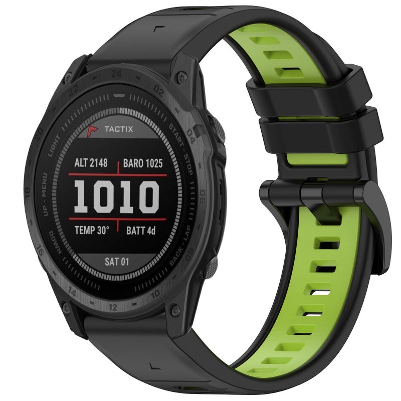 S-TOP For Garmin Tactix 7 Sports Two-Color Quick Release Silicone Watch Band(Black+Green) - Image 1