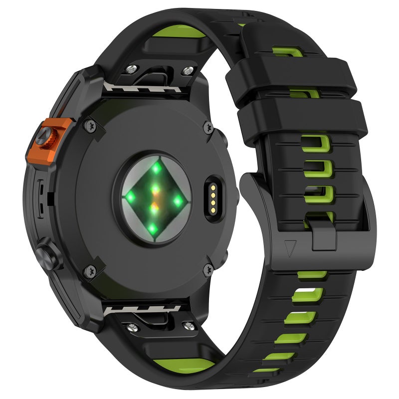 S-TOP For Garmin Tactix 7 Sports Two-Color Quick Release Silicone Watch Band(Black+Green) - Image 2
