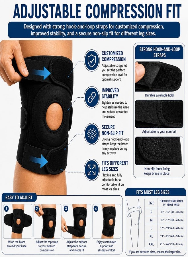 ANTIL'S Knee Brace for Knee Pain Relief (Pack of 2) | Adjustable Compression Knee Support for Men & Women | Patella Stabilizer Knee Cap for Gym, Running, Arthritis, Sports & Injury Recovery | Black - Image 3