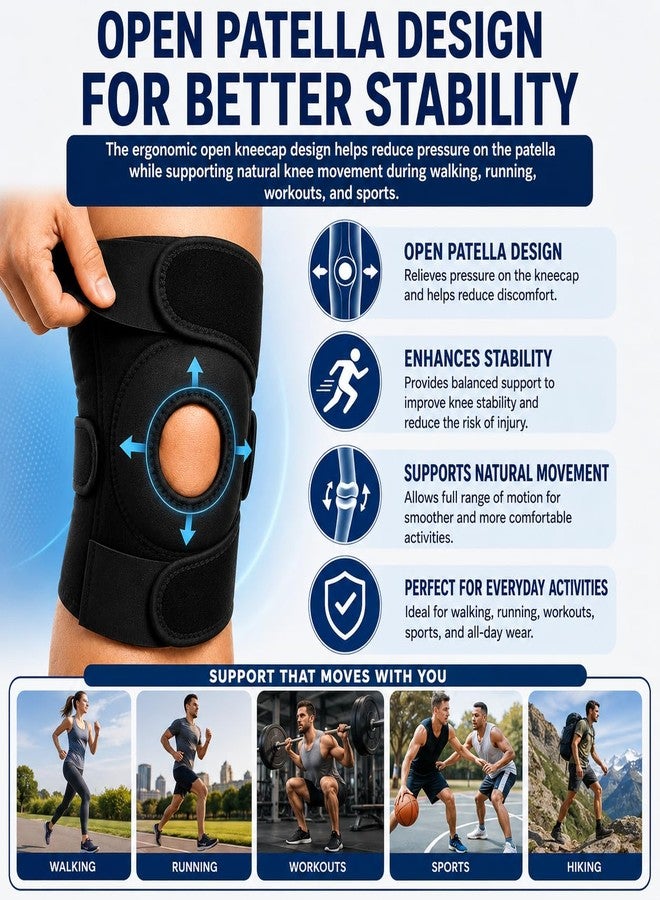 ANTIL'S Knee Brace for Knee Pain Relief (Pack of 2) | Adjustable Compression Knee Support for Men & Women | Patella Stabilizer Knee Cap for Gym, Running, Arthritis, Sports & Injury Recovery | Black - Image 4