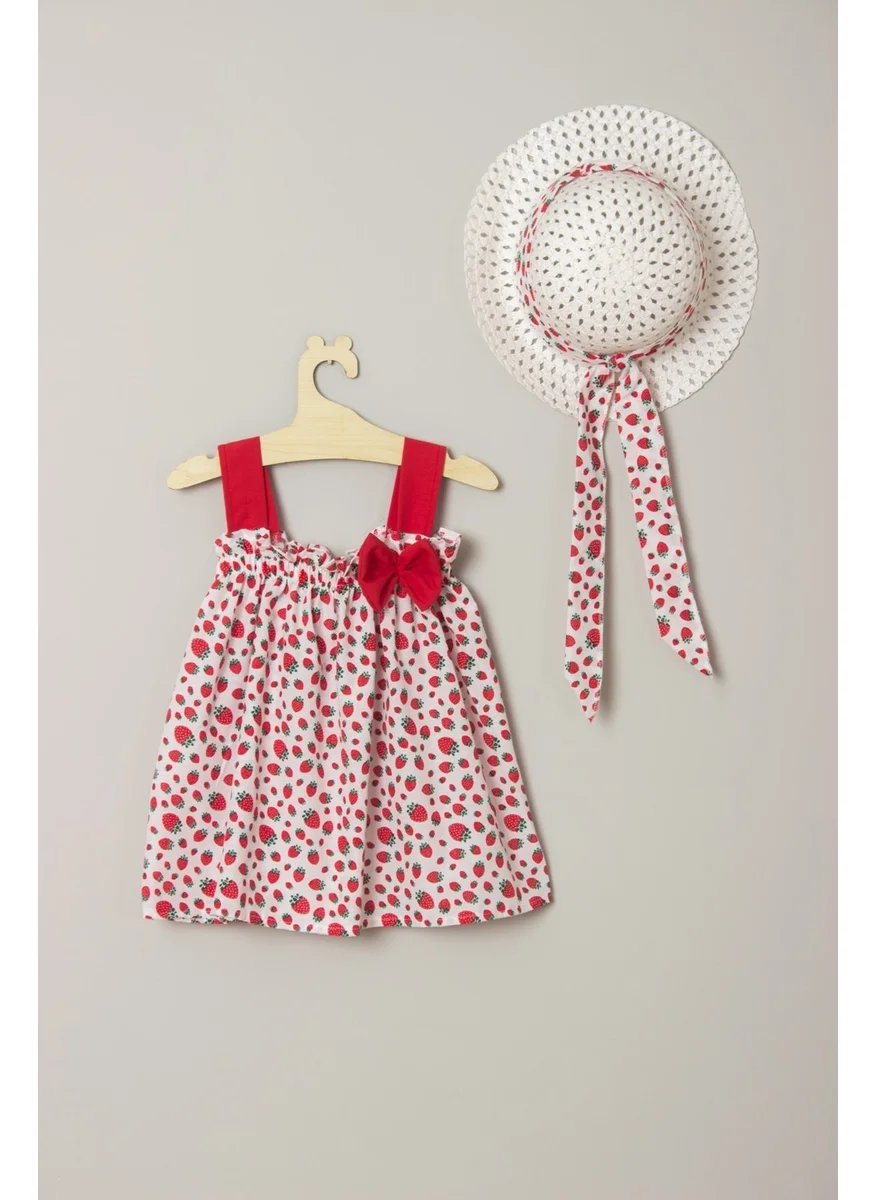 Ada Bebek Çocuk Ada Baby Kids New Season Ribbon and Bow Strawberry Dress