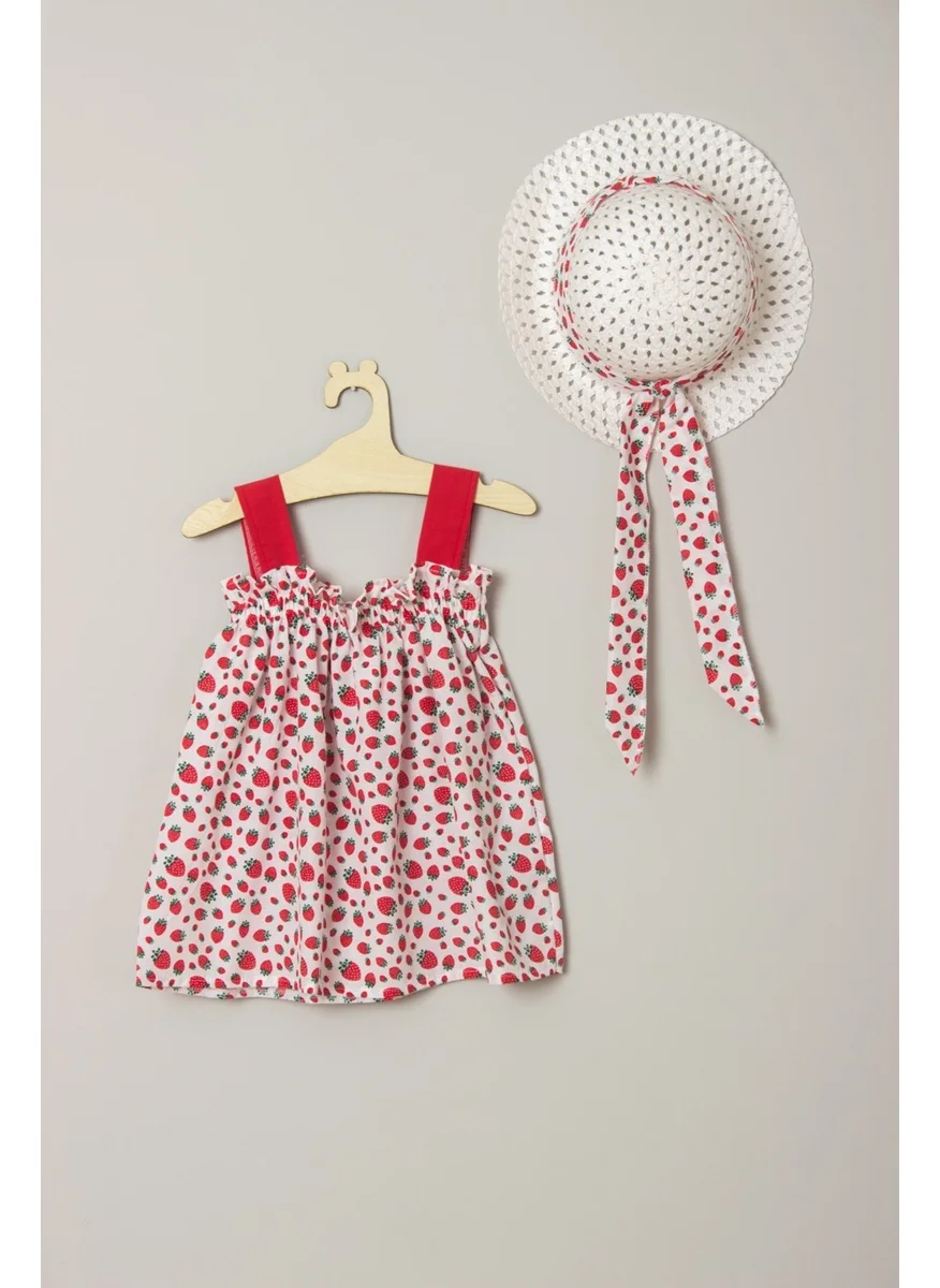 Ada Bebek Çocuk Ada Baby Kids New Season Ribbon and Bow Strawberry Dress