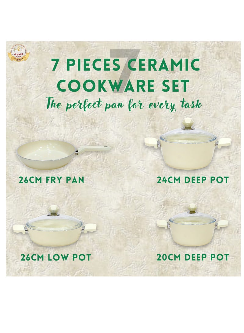 Al-Nokhba Ceramic Cookware Set - Non-Stick, Healthy, Durable, Oven-Safe, Dishwasher-Safe - Image 2