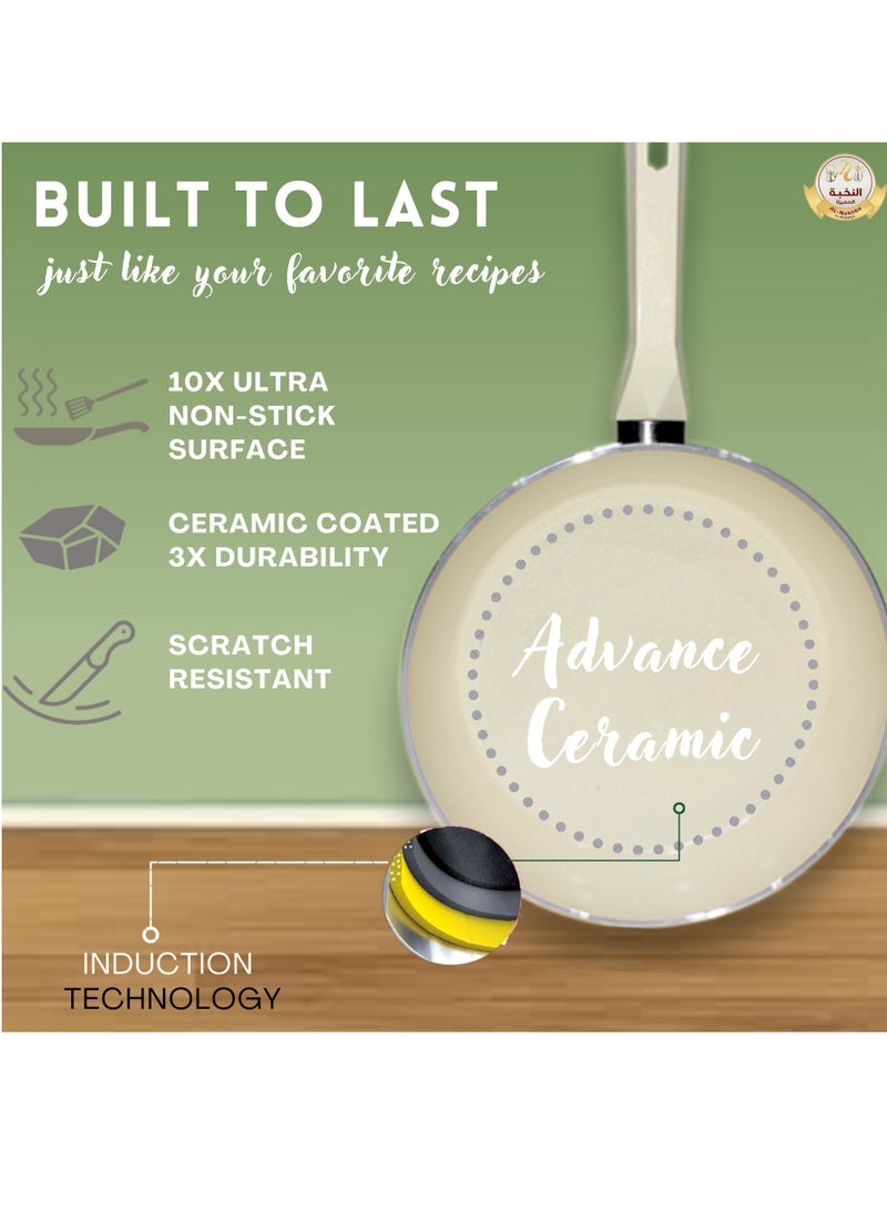 Al-Nokhba Ceramic Cookware Set - Non-Stick, Healthy, Durable, Oven-Safe, Dishwasher-Safe - Image 4