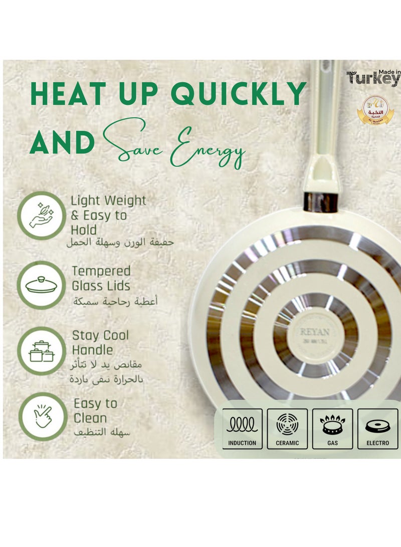 Al-Nokhba Ceramic Cookware Set - Non-Stick, Healthy, Durable, Oven-Safe, Dishwasher-Safe - Image 5