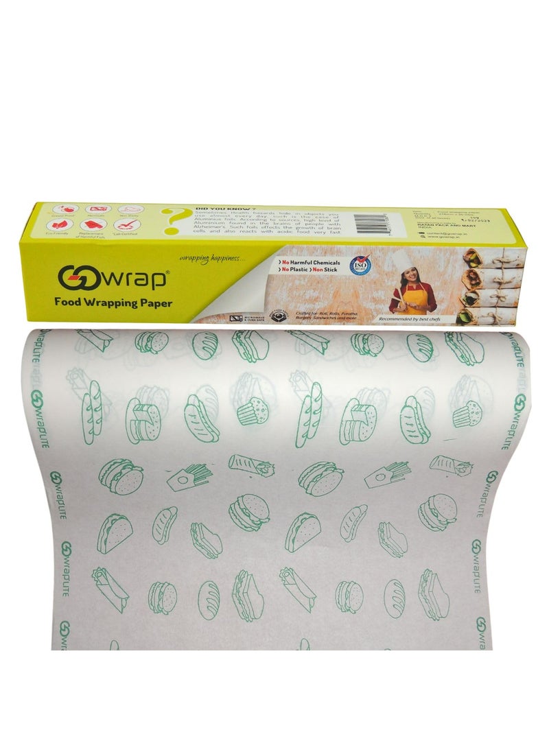 GOWRAP FOOD WRAPPING PAPER - GOWRAP Food Wrapping Paper 20m Butter Paper Roll for Roti Packing Reheatable Non Stick Paper Oven Safe Parchment Paper Pack of 2 - Image 1