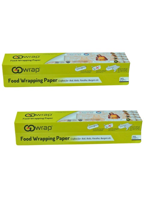 GOWRAP Food Wrapping Paper 20m Butter Paper Roll for Roti Packing Reheatable Non Stick Paper Oven Safe Parchment Paper Pack of 2