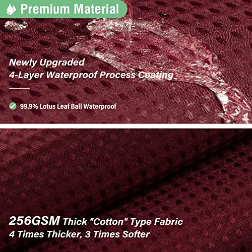 Dynamene Burgundy Fabric Shower Curtain - Waffle Weave Textured Heavy Duty Cloth Shower Curtains for Bathroom, 256GSM Hotel Luxury Weighted Bath Curtain Set with 12 Plastic Hooks,72x72, Burgundy - Image 4
