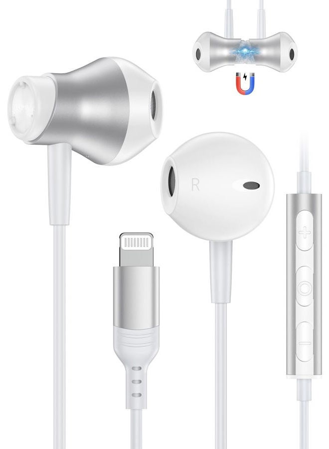 Haoano iPhone Ear Buds Wired Lightning Headphones for iPhone 14/14Pro/14Pro Max/13/13 Mini/12/12 Pro/11/XR/8, MFi Magnetic Corded Lightning Earphones with Mic Noise Cancelling Apple Earbuds Wired Ear Pods - Image 1