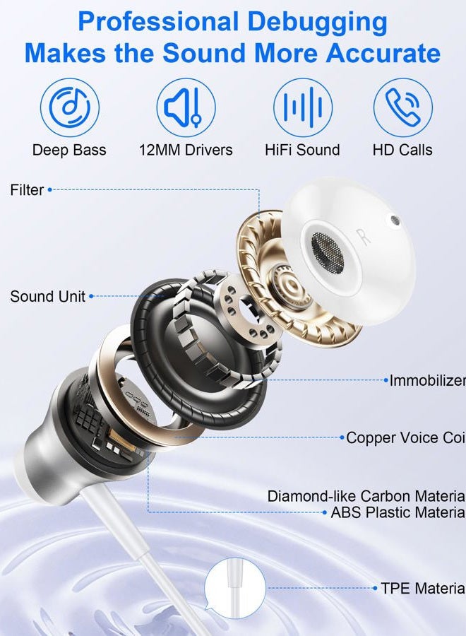 Haoano iPhone Ear Buds Wired Lightning Headphones for iPhone 14/14Pro/14Pro Max/13/13 Mini/12/12 Pro/11/XR/8, MFi Magnetic Corded Lightning Earphones with Mic Noise Cancelling Apple Earbuds Wired Ear Pods - Image 2