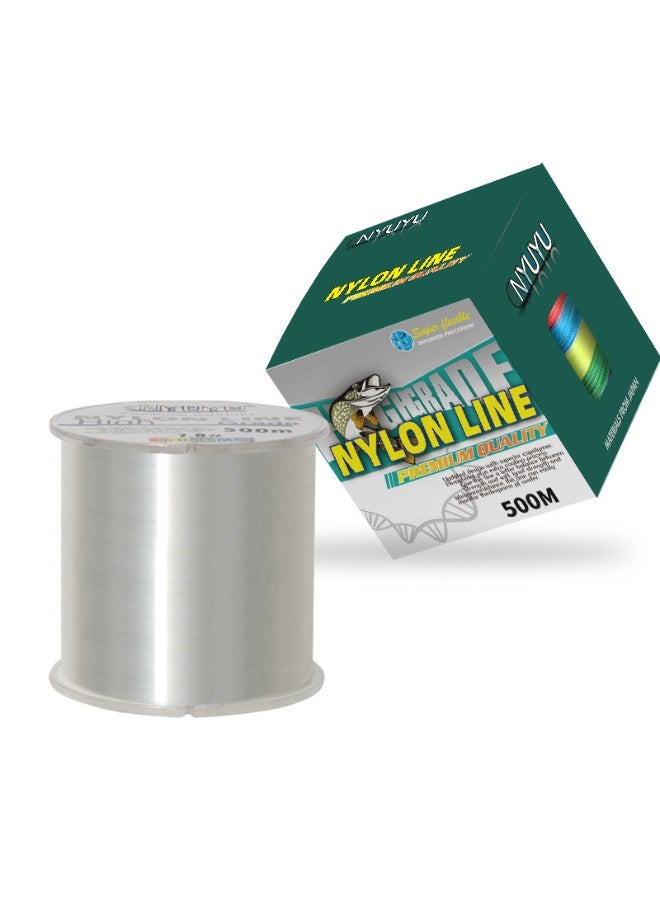 MANBO 500m Nylon Fishing Line, Transparent Fluorocarbon Monofilament, Strong Tensile Strength, Flexible & Wear-Resistant, Cuttable for Hanging Decorations, Beading, Kites & Crafts - Image 1