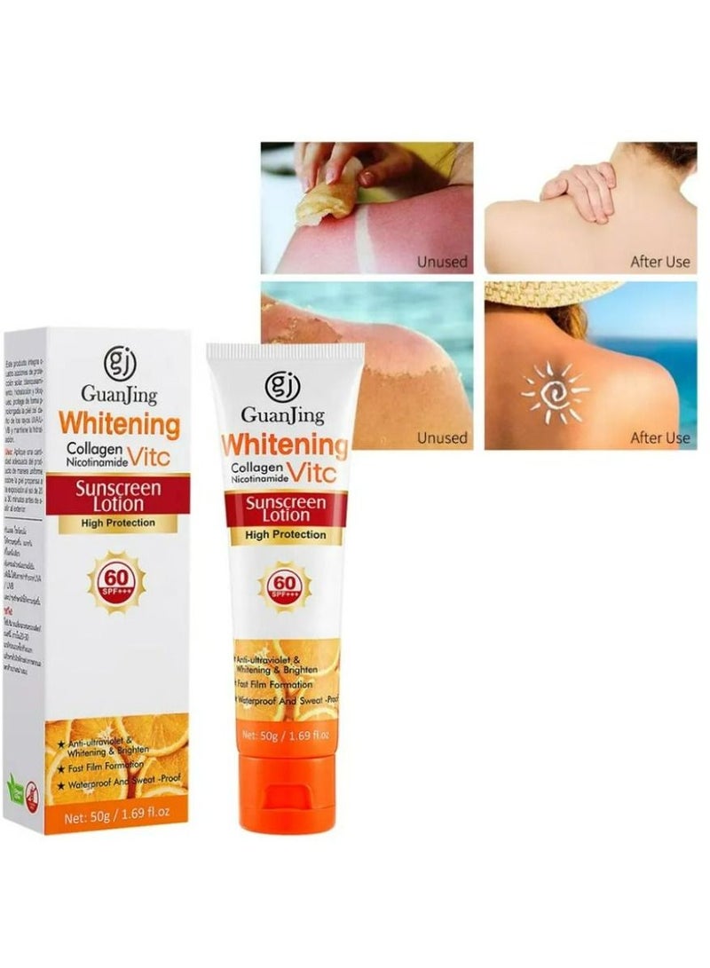 GUANJING whitening collagen nicotinamide vitamin c sunscreen cream lotion Anti-UV SPF 60 sunscreen cream 50 g - Image 3