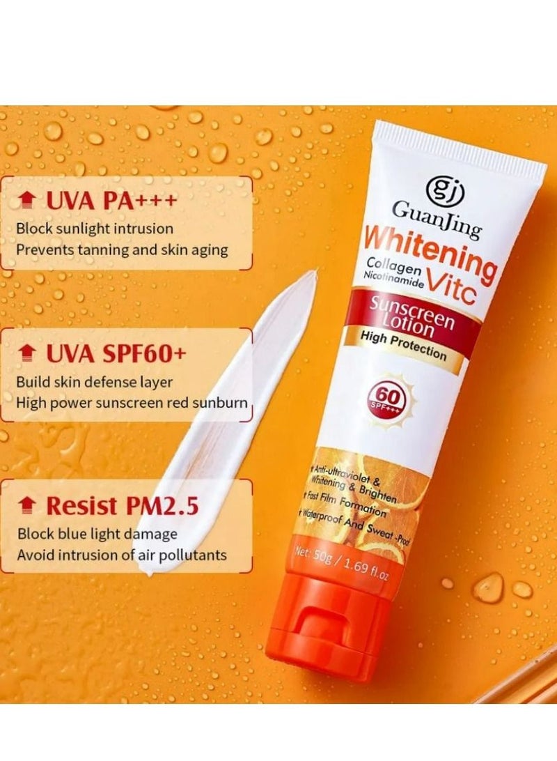GUANJING whitening collagen nicotinamide vitamin c sunscreen cream lotion Anti-UV SPF 60 sunscreen cream 50 g - Image 4