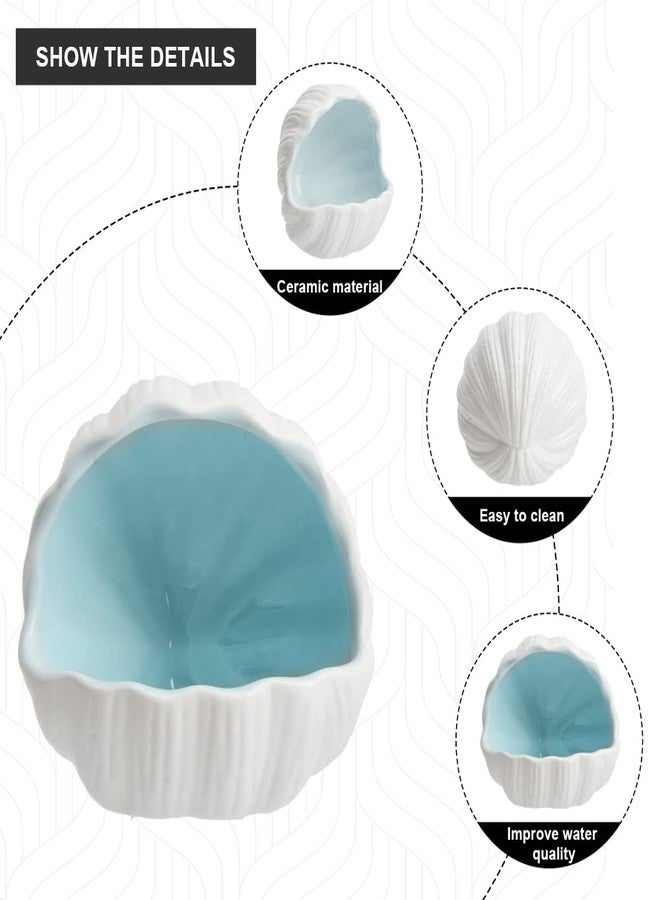 Saim Aquarium Shell Shape Ceramic Fish Tank Cave Decoration, Fish House for Betta Fish Passing or Hiding Safely, Betta Fish Tank 5.1inch (Blue, M) - Image 4