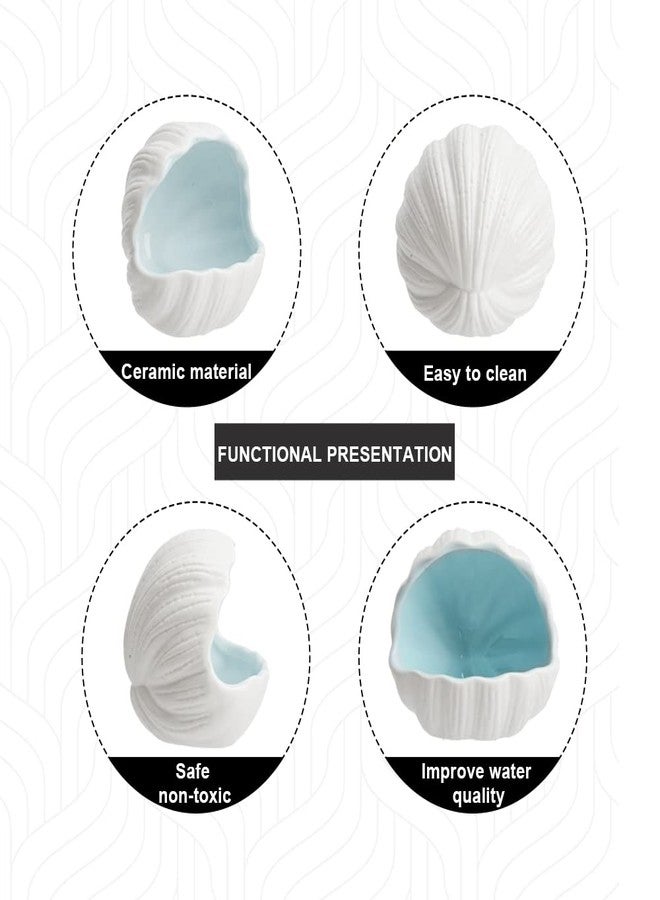 Saim Aquarium Shell Shape Ceramic Fish Tank Cave Decoration, Fish House for Betta Fish Passing or Hiding Safely, Betta Fish Tank 5.1inch (Blue, M) - Image 3