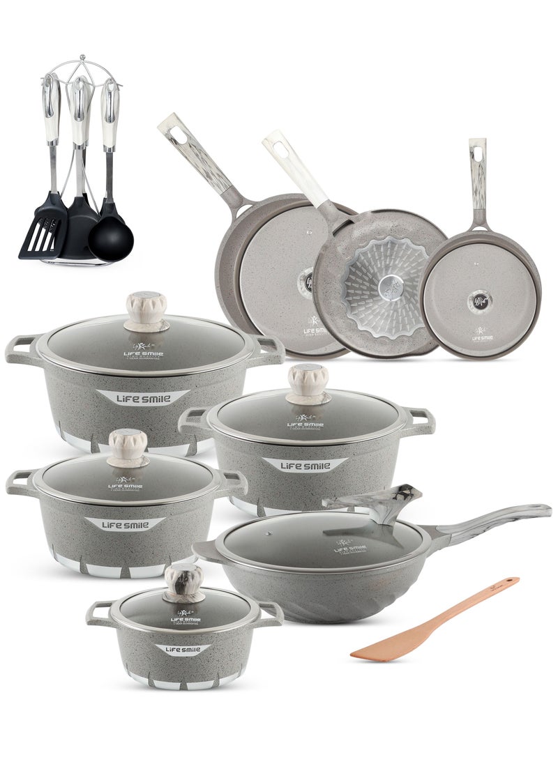 Non Stick Cookware Set - Granite Cookware Set 24-Piece - Pots and Pans Set Includes Stock Pots, Fry Pans, Wok and Nylon Tools - pzsku/ZF6B2DEFFA0CDAA491DB5Z/45/_/1691999483/8a7b63e1-c816-4faf-8318-ade4e2adc46e