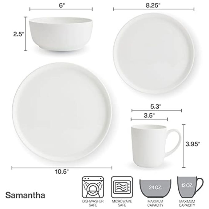 Mikasa 5266100 Samantha Chip-Resistant 16 Piece Set, Service for 4 White - Image 3