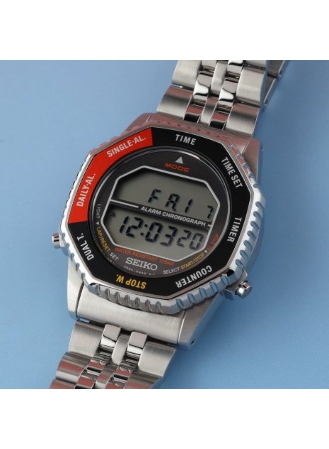 Seiko ساعة روتوكول الرقمية SMGG19P1، 37 مم بقرص أسود وأحمر، سوار من الفولاذ المقاوم للصدأ، مقاومة للماء حتى 100 م - Image 2