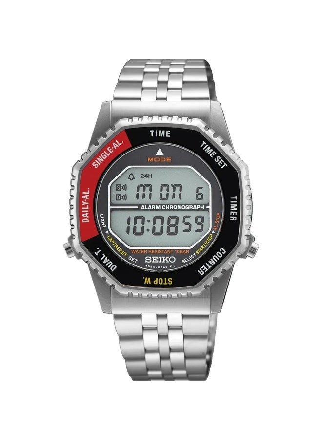 Seiko ساعة روتوكول الرقمية SMGG19P1، 37 مم بقرص أسود وأحمر، سوار من الفولاذ المقاوم للصدأ، مقاومة للماء حتى 100 م - Image 1