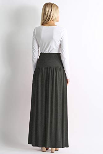 Simlu Charcoal Skirts for Women Ankle Length Skirt Casual Long Skirt High Waisted Maxi Skirt Reg and Plus Size Skirt Long Skirt (Size 3X-Large, Charcoal) - Image 3