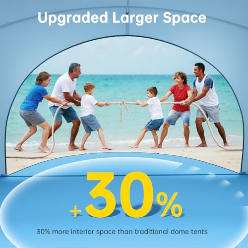 Raynesys Beach Tent Sun Shelter, Sun Shelter for 1-6 Person, Beach Shade Tent, Beaches Shade with 2 Zippered Doors, Portable Tents for Camping Fishing, Blue - Image 2
