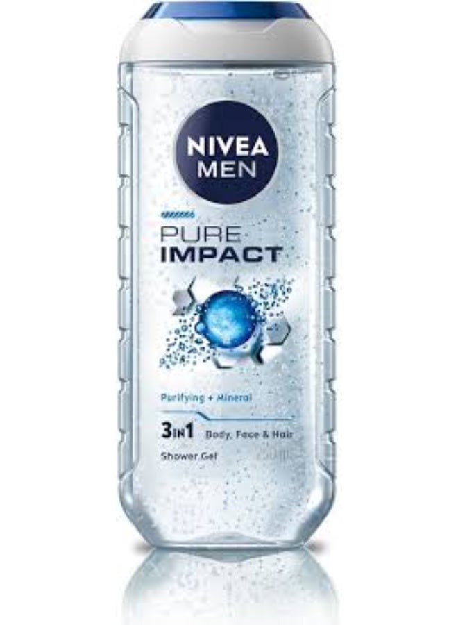 NIVEA MEN Pure Impact Shower Gel 3 in 1 250ml