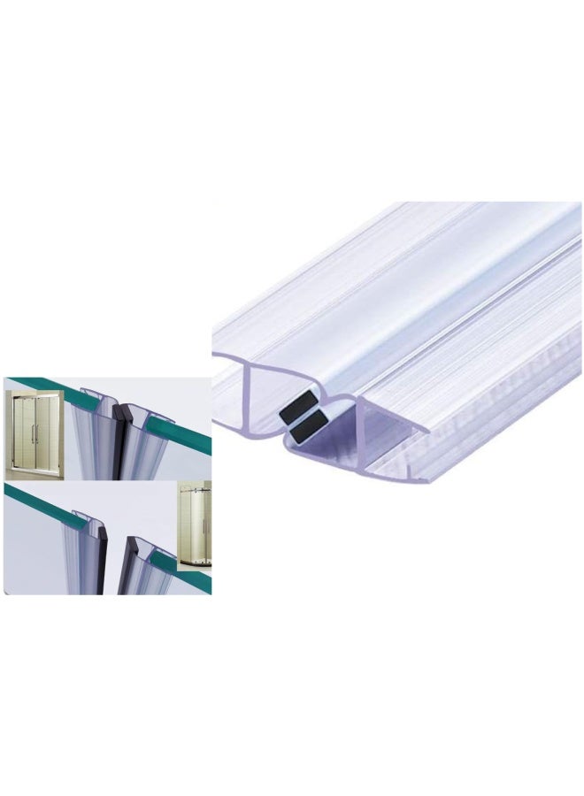 ROBUSTLINE Pvc Glass Lip Seal With Magnet For 10Mm Glass 180 Degree With Buffer For Swing Door Translucent Weather Stripping Seal Sweep With Drip Rail