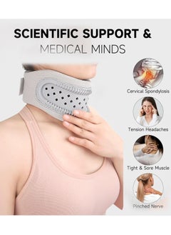 Excefore Neck Brace for Neck Pain and Support, Adjustable Cervical Collar for Sleeping, Soft Foam Neck Protectors Wraps Keep Vertebrae Stable and Aligned, Women & Men Cervical Spine Pressure Relief (Grey)  - Image 3
