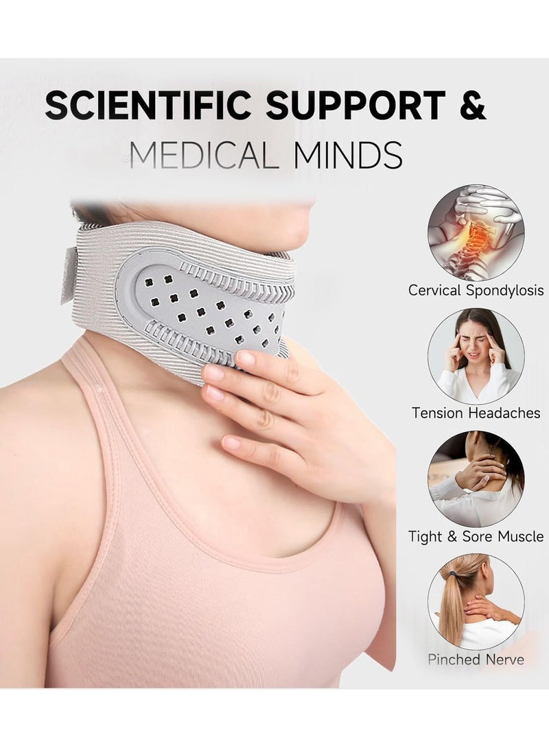 Excefore Neck Brace for Neck Pain and Support, Adjustable Cervical Collar for Sleeping, Soft Foam Neck Protectors Wraps Keep Vertebrae Stable and Aligned, Women & Men Cervical Spine Pressure Relief (Grey) - Image 3