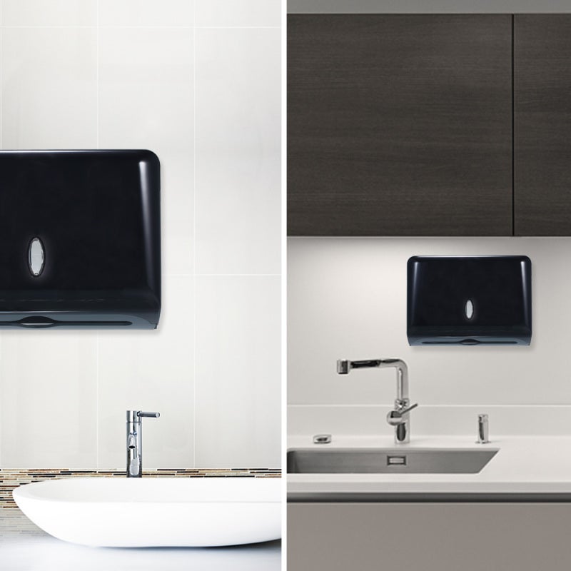 Paper Towel Dispenser: Black ABS Waterproof Large Capacity - Window Design Easy Refill Wall Mounted Paper Towel Holder for Bathroom Kitchen Office Home - Image 4