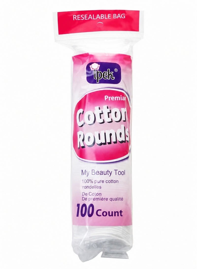 Makeup Remover Cotton Round Sheets - Multipurpose Round Cotton Pads - 100 Count