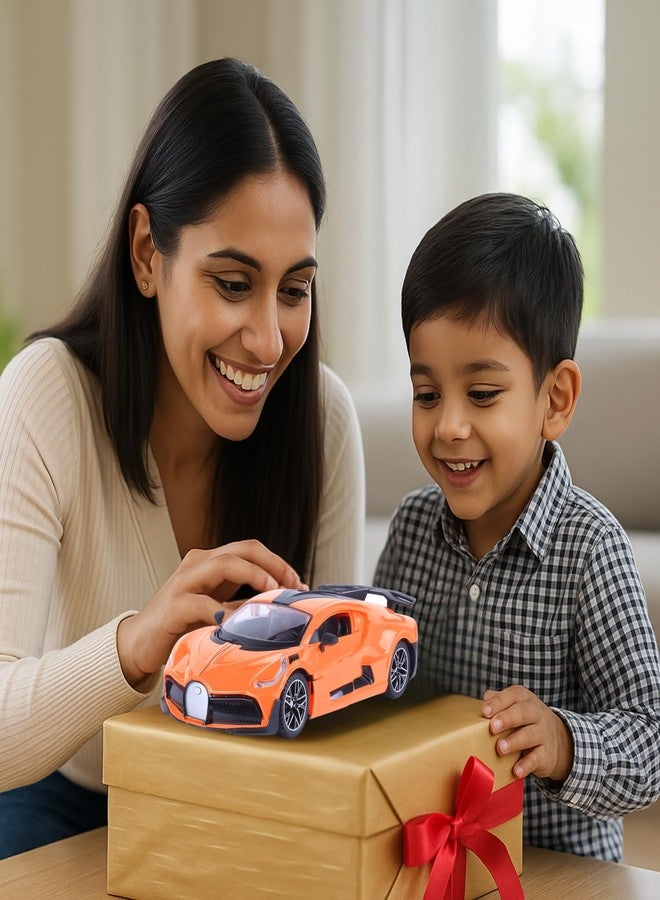 Popsugar Door Opening Remote Control Car|Rechargeable 1200mAh Lithium Battery|C-Type Charging|75-Min Runtime|2.4G Long Range Remote (100+ ft)|HighSpeed RC Car|Gift for Kids|Made in India (Orange) - Image 3
