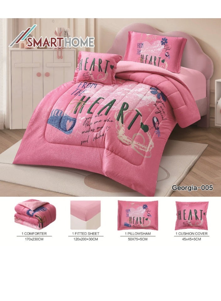 SMART HOME Luxury double-sided winter bedspread (soft velvet side + warm faux fur side) – Complete bedding set with beautiful patterns – 4-piece sleeping set (bedspread + mattress protector + pillowcase + square pillowcase). Bedspread size: 170x230 cm. - Image 3