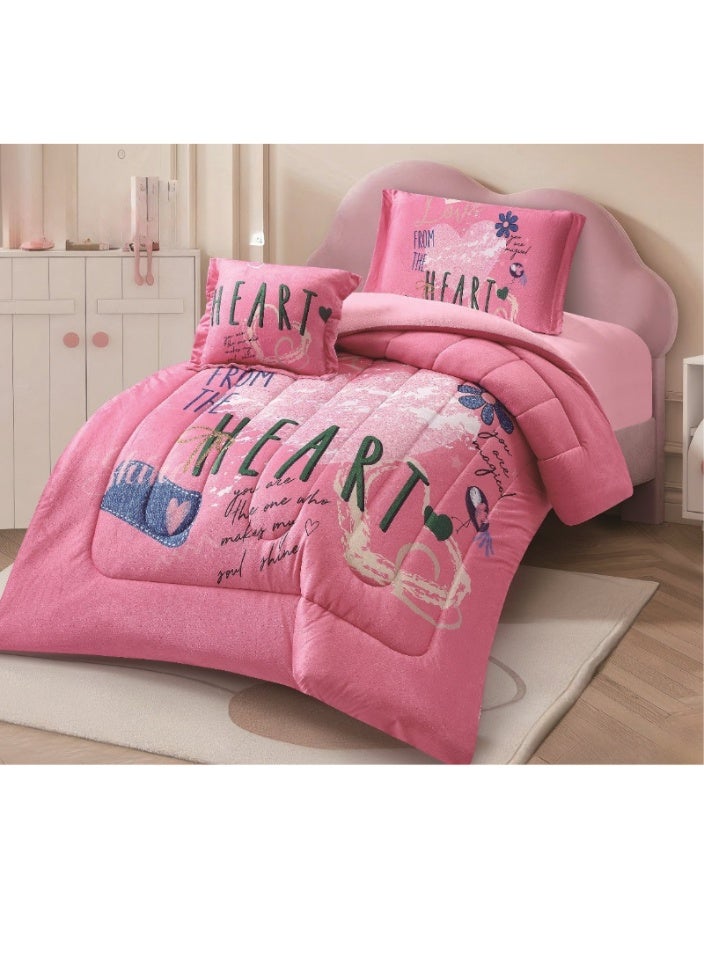 SMART HOME Luxury double-sided winter bedspread (soft velvet side + warm faux fur side) – Complete bedding set with beautiful patterns – 4-piece sleeping set (bedspread + mattress protector + pillowcase + square pillowcase). Bedspread size: 170x230 cm. - Image 1