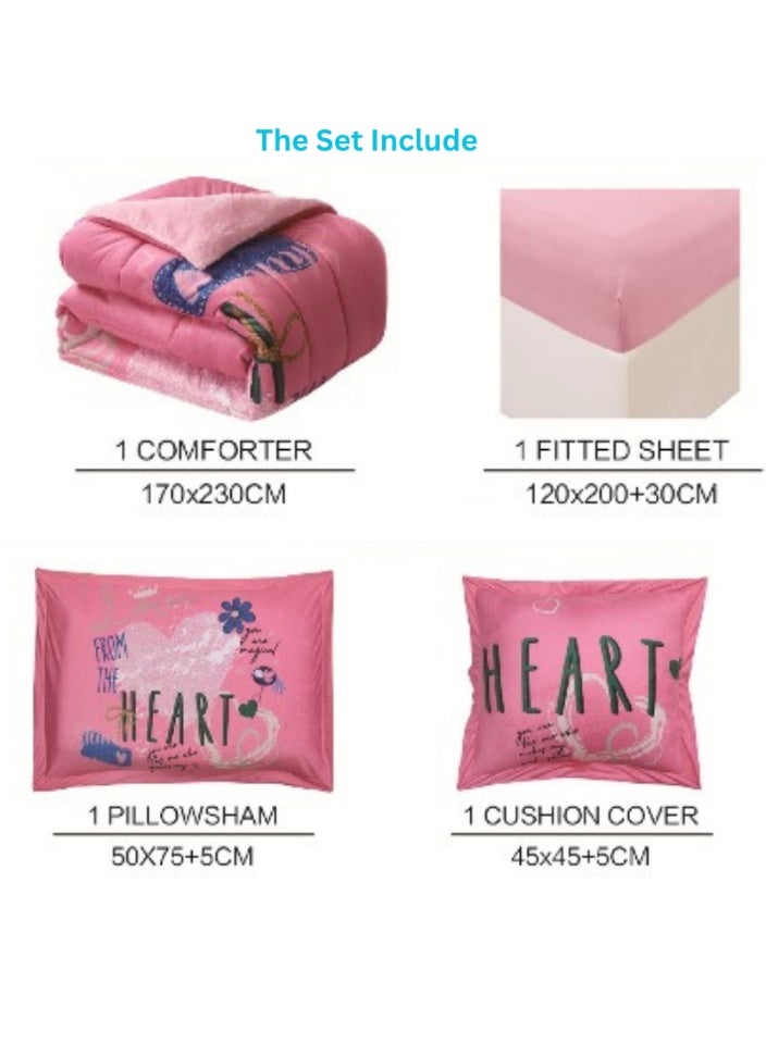 SMART HOME Luxury double-sided winter bedspread (soft velvet side + warm faux fur side) – Complete bedding set with beautiful patterns – 4-piece sleeping set (bedspread + mattress protector + pillowcase + square pillowcase). Bedspread size: 170x230 cm. - Image 5