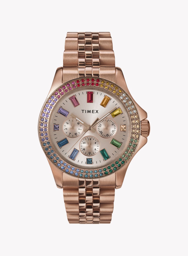 Timex Kaia Multifunction All Rose Gold-tone with Rainbow Crystal Accents and Rose Gold Dial TW2W34200 Women's Watch - Image 1