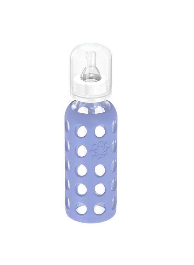 Lifefactory Glass Baby Bottle with Protective Silicone Sleeve and Stage 2 Nipple Blueberry 9 Oz (LF110020C4) - Image 1