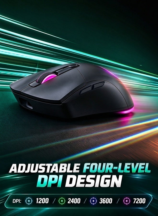 T-WOLF G550 Wired Gaming Mouse with 7200 DPI Adjustable RGB Backlit 6 Buttons Ergonomic Optical Mice for PC Gamer with Red Anti-Slip Sticker - Image 3