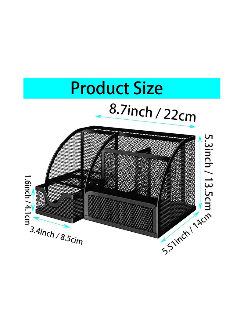 Generic Desk Organizer Pen Holder Desk Tidy Desk Accessories Metal Mesh Pen Pot Pen Holder for Desk Multi Use Pen Organizer Desk Storage Stationary Organizer with Draw for Home Office School  - Image 3