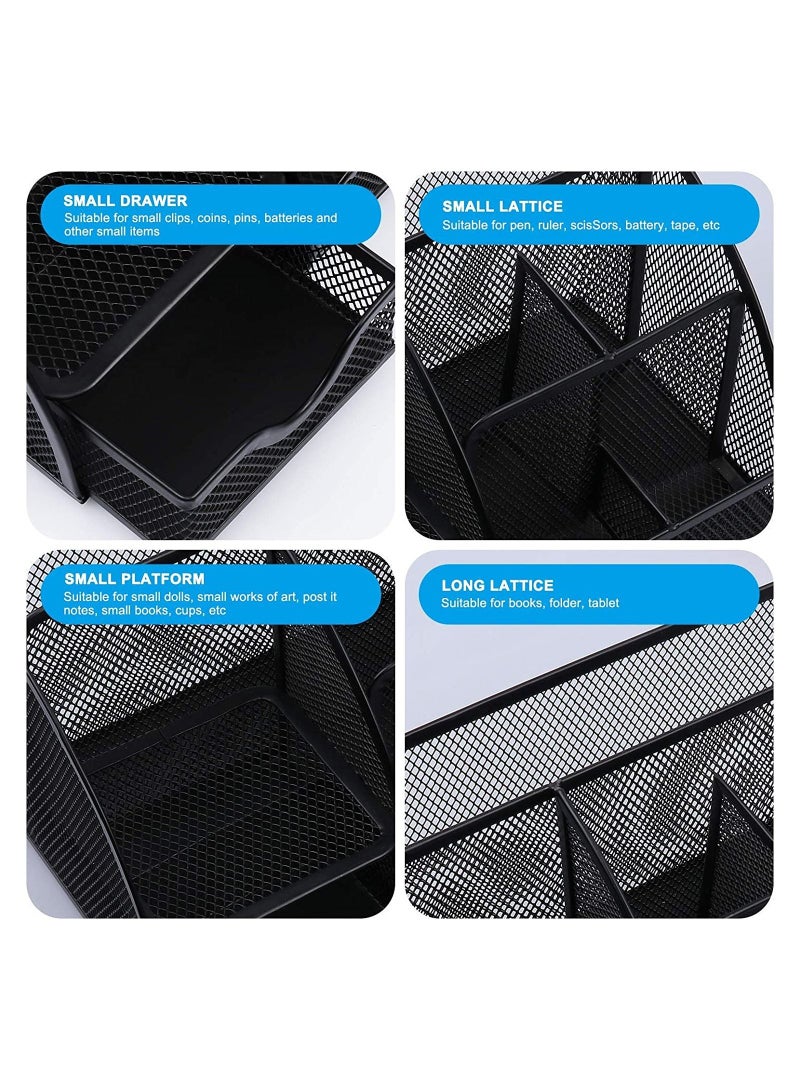 Generic Desk Organizer Pen Holder Desk Tidy Desk Accessories Metal Mesh Pen Pot Pen Holder for Desk Multi Use Pen Organizer Desk Storage Stationary Organizer with Draw for Home Office School  - Image 2