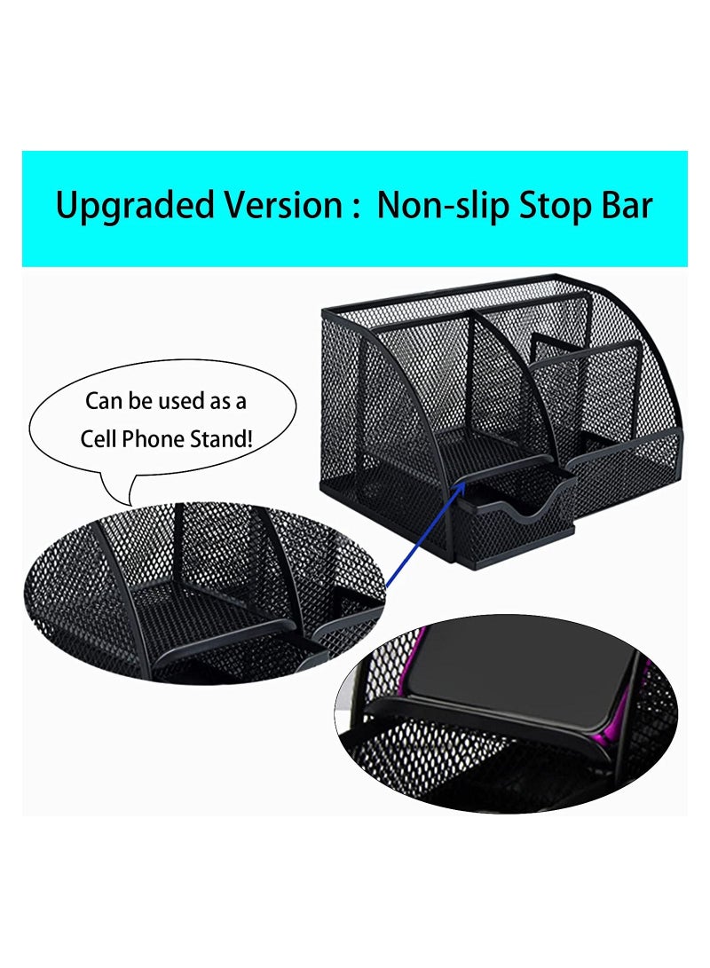 Generic Desk Organizer Pen Holder Desk Tidy Desk Accessories Metal Mesh Pen Pot Pen Holder for Desk Multi Use Pen Organizer Desk Storage Stationary Organizer with Draw for Home Office School  - Image 4