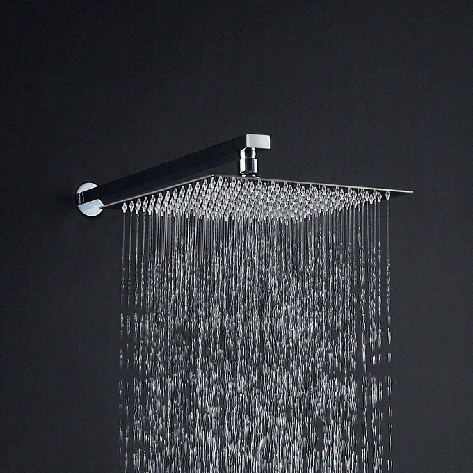 SLIM 8X8 INCH SHOWER WITH 9 INCH ARM STAINLESS STEEL RAIN SHOWER COMBO SET