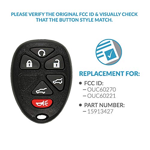 Keyless2Go Replacement for Keyless Entry Car Key Vehicles That Use 6 Button 15913427 OUC60270 Remote, Self-Programming - 2 Pack - Image 4